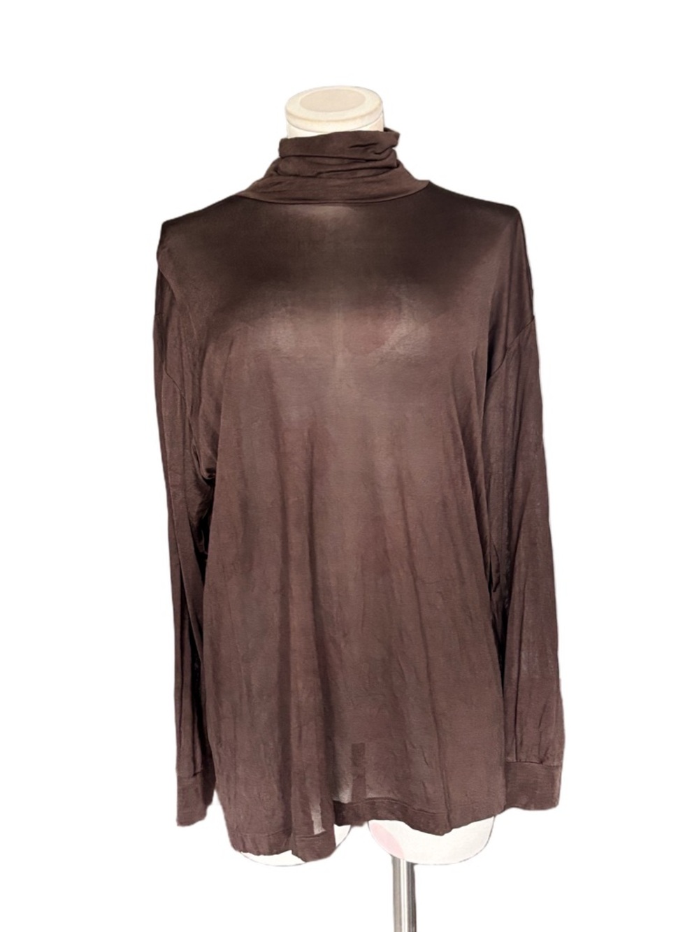 Y2K Sheer Silk  Baselayer 100% Pure Silk Turtleneck set of 2-- Brown Orange - XL - Picture 11 of 11